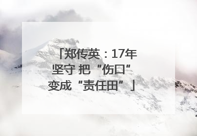 郑传英：17年坚守 把“伤口”变成“责任田”