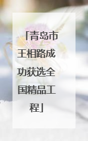 青岛市王相路成功获选全国精品工程