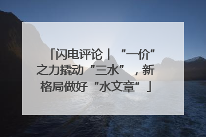 闪电评论丨“一价”之力撬动“三水”，新格局做好“水文章”