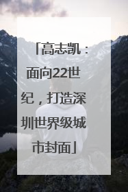 高志凯：面向22世纪，打造深圳世界级城市封面