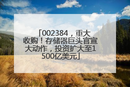 002384，重大收购！存储器巨头官宣大动作，投资扩大至1500亿美元