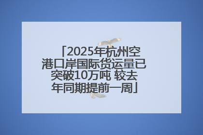 2025年杭州空港口岸国际货运量已突破10万吨 较去年同期提前一周