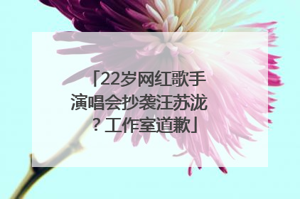 22岁网红歌手演唱会抄袭汪苏泷？工作室道歉