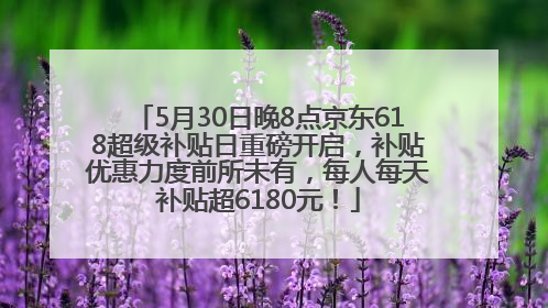 5月30日晚8点京东618超级补贴日重磅开启，补贴优惠力度前所未有，每人每天补贴超6180元！